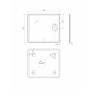 Зеркало с подсветкой BelBagno SPC-MAR-900-800-LED-TCH-LNZ 90 см с сенсорным выключателем и линзой