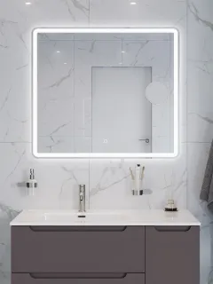Зеркало с подсветкой BelBagno SPC-MAR-900-800-LED-TCH-LNZ 90 см с сенсорным выключателем и линзой