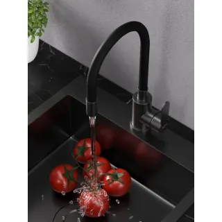Смеситель для кухни Alfi AL01-00255 с гибким изливом оружейная сталь