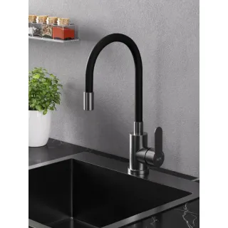 Смеситель для кухни Alfi AL01-00255 с гибким изливом оружейная сталь
