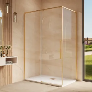 Душевой уголок Vincea Ultima VSR-7UL1011CLG 110 x 100 см стекло прозрачное профиль золото брашированное