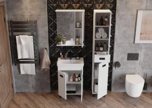 Шкаф-зеркало с подсветкой Onika Балтика Black 205846 правый 58см белый
