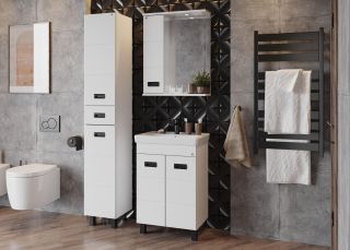 Шкаф-зеркало с подсветкой Onika Балтика Black 205848 левый 58см белый Шкаф-зеркало с подсветкой Onika Балтика Black 205848 левый 58см белый