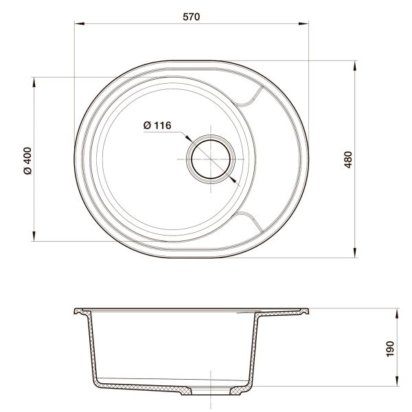 Мойка кухонная Reflexion Allonge 58-BE RF0658BE бежевый
