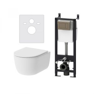 Инсталляция с подвесным унитазом Damixa Sirius DX86.IS10151.1700 с сиденьем микролифт и клавишей