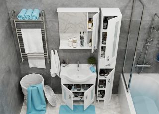Шкаф-зеркало с подсветкой Onika Кристалл 206706 правый 67см белый Шкаф-зеркало с подсветкой Onika Кристалл 206706 правый 67см белый