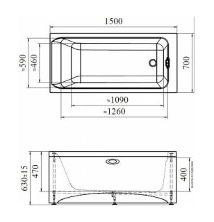 Акриловая ванна Aquanet Agata 347931 150x70 см