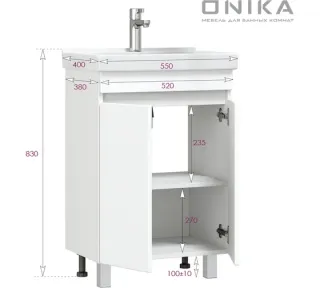 Тумба под раковину Onika 105562 Милтон Квадро 55 белая