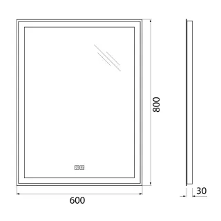Зеркало с подсветкой BelBagno SPC-GRT-600-800-LED-3000K-TCH-WARM 60 см с сенсорным выключателем и подогревом