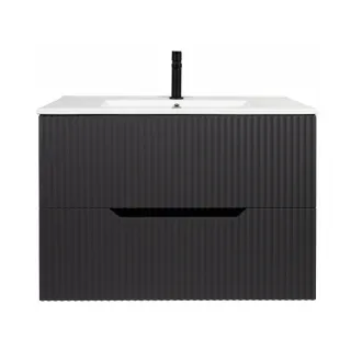 Тумба с раковиной Orange Лайн Li-80RFTug+Ra с рифлёным фасадом 80 см графит матовый