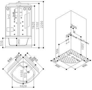 SSWW BU106B Душевая кабина 950X950X2200 SSWW BU106B Душевая кабина 950X950X2200