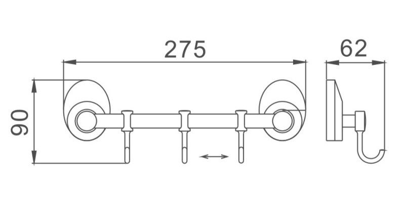 Планка с крючками для полотенец Haiba HB1615-3 хром