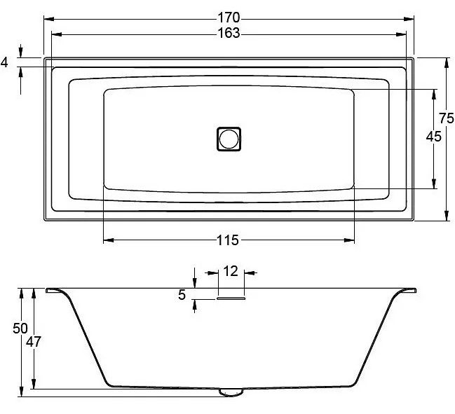 Акриловая ванна с подсветкой Riho Still Square LED B100005005 170х75см светодиоды и подголовники с двух сторон белый