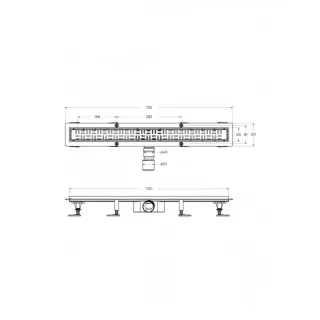 Душевой лоток BelBagno Uno BB-LD-UNO-70-GM 70 см оружейная сталь