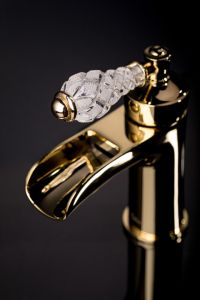 Смеситель  для раковины Boheme Vogue Crystal золото 211-CRST