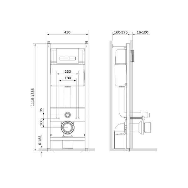 Инсталляция для подвесного унитаза AM.PM Start I012703.0251 с механической клавишей хром Инсталляция для подвесного унитаза AM.PM Start I012703.0251 с механической клавишей хром