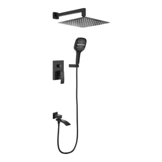 Душевой комплект Hansberge Cubito H6077BL чёрный матовый