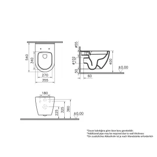 Унитаз подвесной VitrA Mia Round (Мия Раунд) 7510B003-0075 безободковый SmoothFlush (Смусфлаш) антибактериальное покрытие Hygiene (Хайджн)