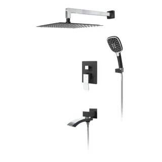 Душевой комплект Hansberge Cubito H6077BC чёрный/хром