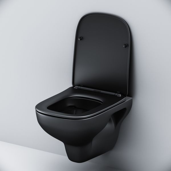 Унитаз подвесной Am.Pm X-Joy FlashClean с сиденьем микролифт чёрный матовый C85A1700MBSC