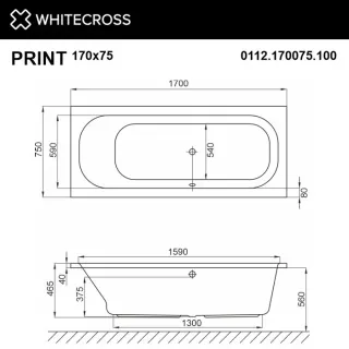 Ванна акриловая Whitecross Print 0112.170075.100 170 х 75 см белая