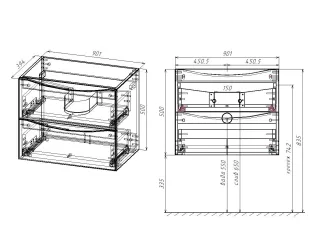 База под раковину Vincea Mia Slim VMC-2MC900S1MBG подвесная бежевая 90 см