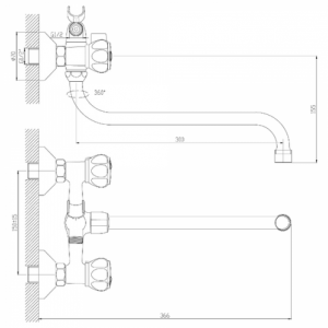 Смеситель для ванны Decoroom с ручным душем хром DR45045R