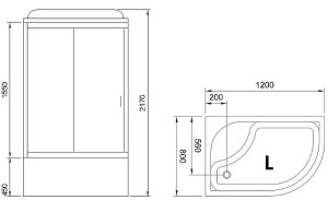 Душевая кабина Royal Bath BK левая стекло матовое 120x80см RB8120BK1-M-CH-L-EL