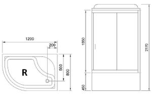 Душевая кабина Royal Bath BK правая стекло матовое 120x80см RB8120BK1-M-CH-R-EL