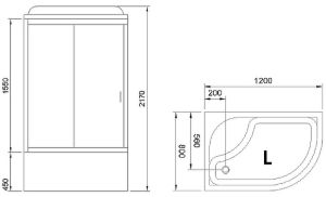 Душевая кабина Royal Bath BK левая стекло матовое 120x80см RB8120BK2-M-CH-L-EL