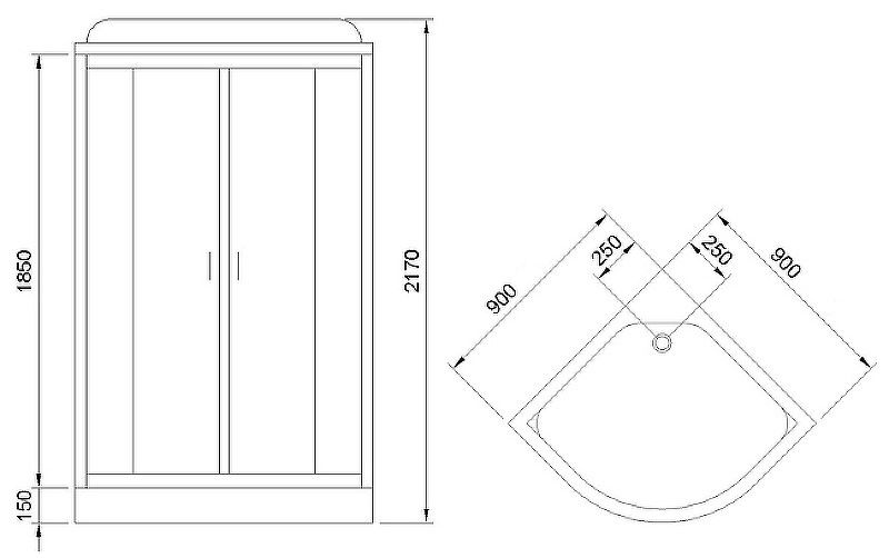 Душевая кабина Royal Bath HK стекло прозрачное 90x90см RB90HK1-T-CH-EL