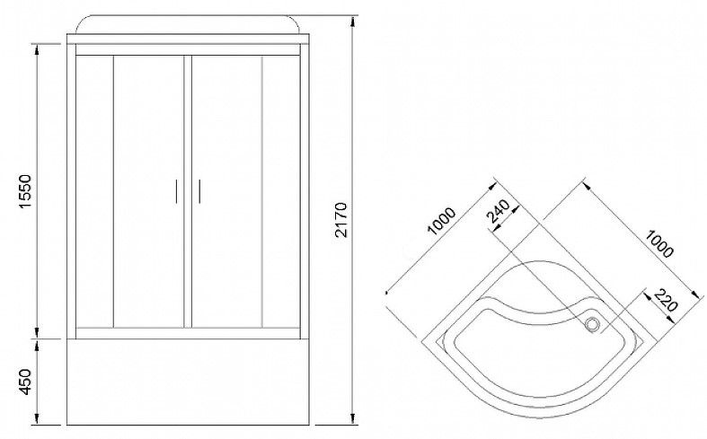 Душевая кабина Royal Bath BK стекло белое/прозрачное 100x100см RB100BK3-WT