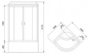 Душевая кабина Royal Bath BK стекло белое/прозрачное 100x100см  RB100BK3-WT-CH