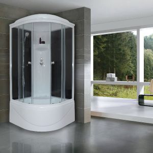 Душевая кабина Royal Bath BK стекло чёрное/прозрачное 100x100см RB100BK6-BT