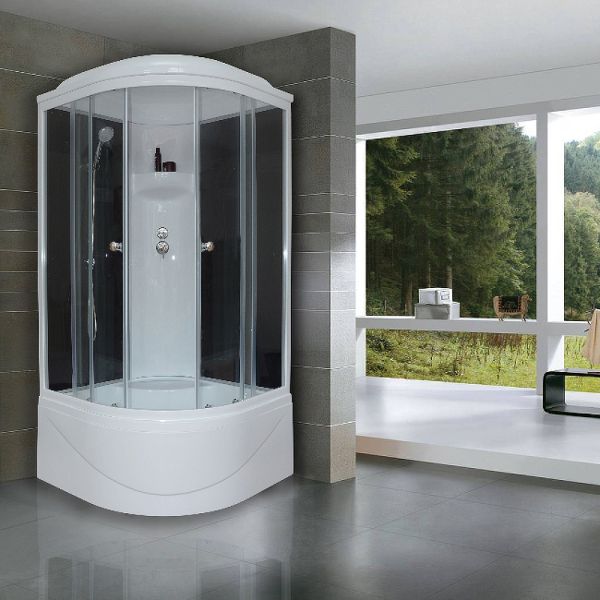 Душевая кабина Royal Bath BK стекло чёрное/прозрачное 100x100см RB100BK6-BT