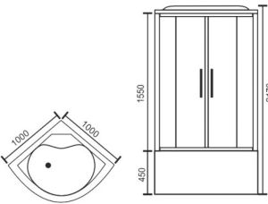 Душевая кабина Royal Bath BK стекло чёрное/прозрачное 100x100см RB100BK6-BT