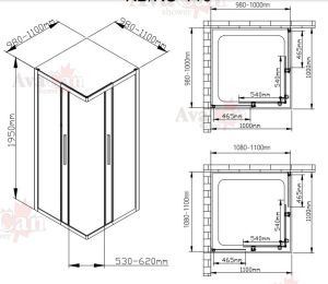 Душевой уголок AvaCan KB 100-110 чёрный