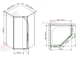 Душевой уголок AvaCan PB 90x90 см чёрный