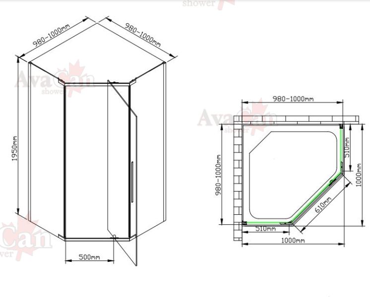 Душевой уголок AvaCan PB 100 MT 100x100 см чёрный