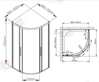 Душевой уголок AvaCan HB 90x90 см чёрный