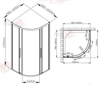 Душевой уголок AvaCan HB 100x100 см чёрный