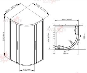 Душевой уголок AvaCan HB 100 MT 100x100 см чёрный