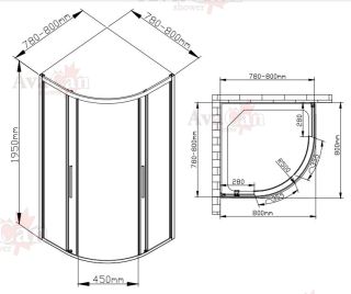 Душевой уголок AvaCan HC 80x80 см хром Душевой уголок AvaCan HC 80x80 см хром