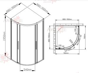 Душевой уголок AvaCan HC 90x90 см хром