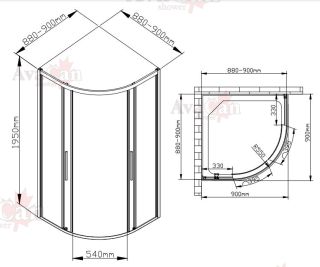 Душевой уголок AvaCan HC 90x90 см хром Душевой уголок AvaCan HC 90x90 см хром