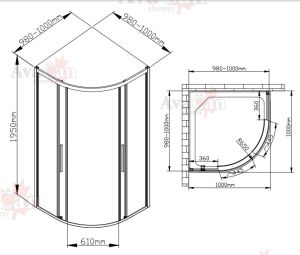 Душевой уголок AvaCan HC 100x100 см хром