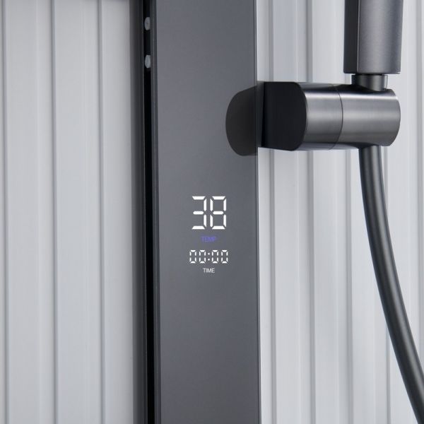 Душевая стойка Black&White Gravity 9005NGM с термостатом оружейная сталь