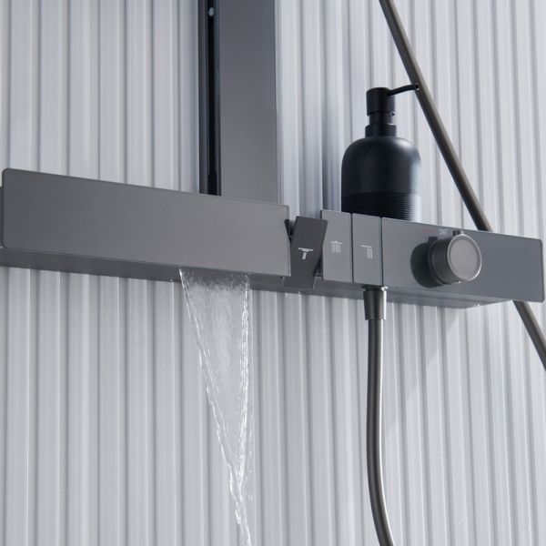 Душевая стойка Black&White Gravity 9005NGM с термостатом оружейная сталь