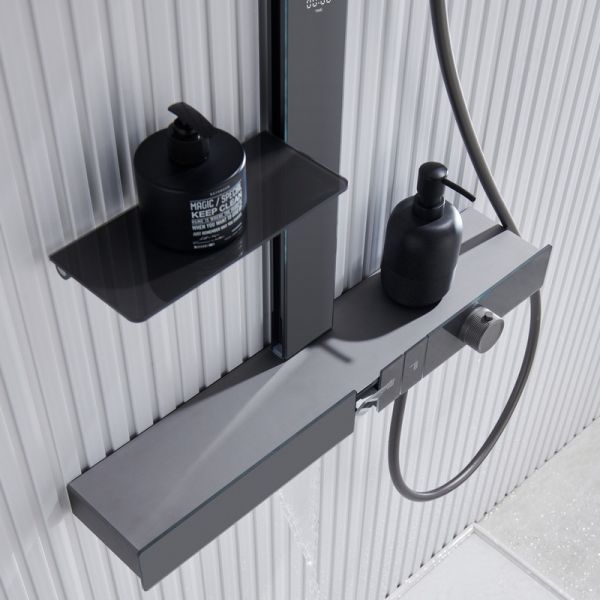 Душевая стойка Black&White Gravity 9005NGM с термостатом оружейная сталь