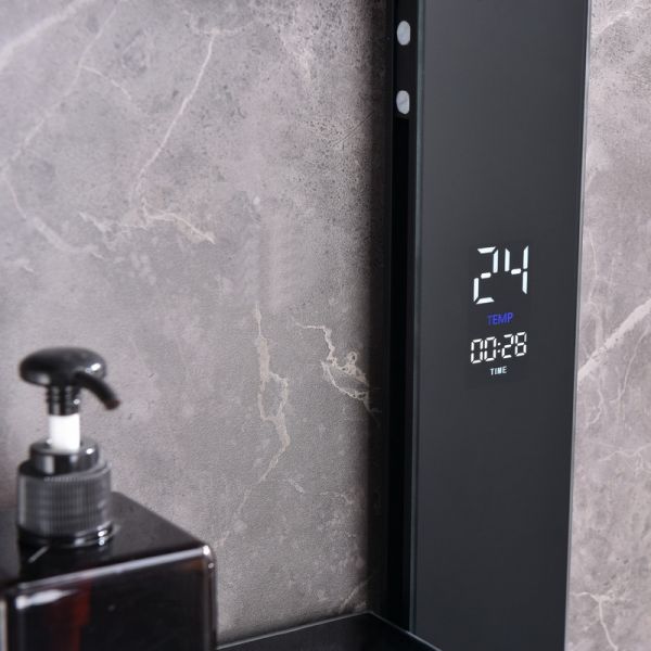 Душевая стойка Black&White Gravity 9005NMB с термостатом чёрный матовый